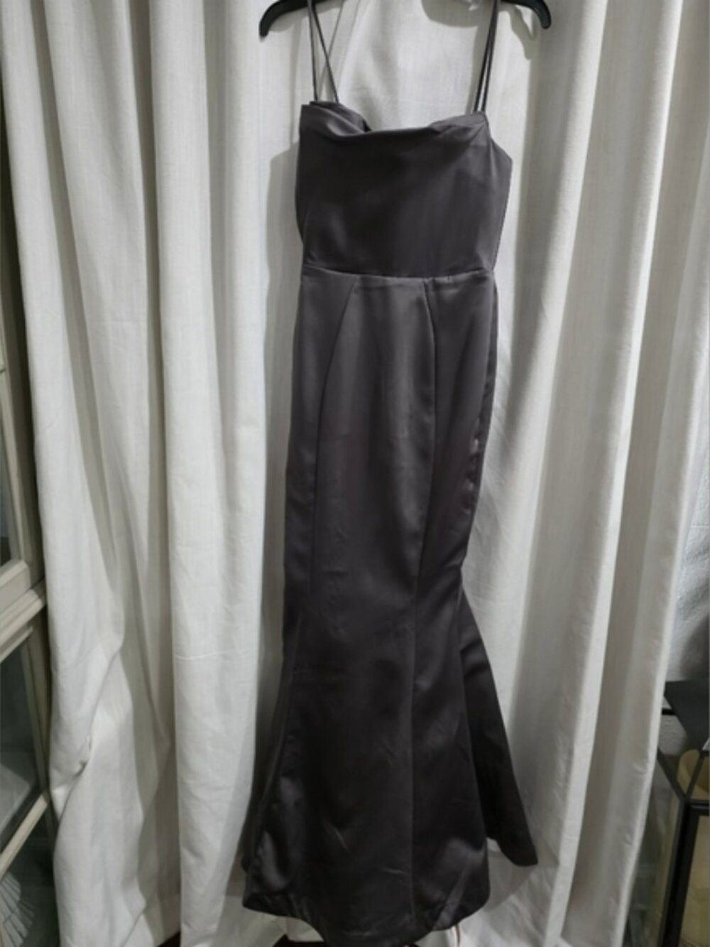 House Of CB Violette shadow Grey satin fishtail gown Mermaid Maxi Dress S NWT - Picture 4 of 7